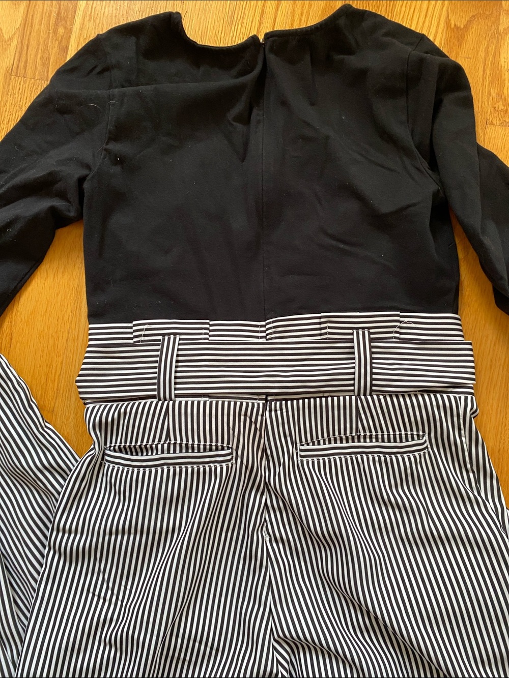 eshakti Black Bodice with Navy & White Striped Tie-Waist Jumpsuit - Picture 3 of 5